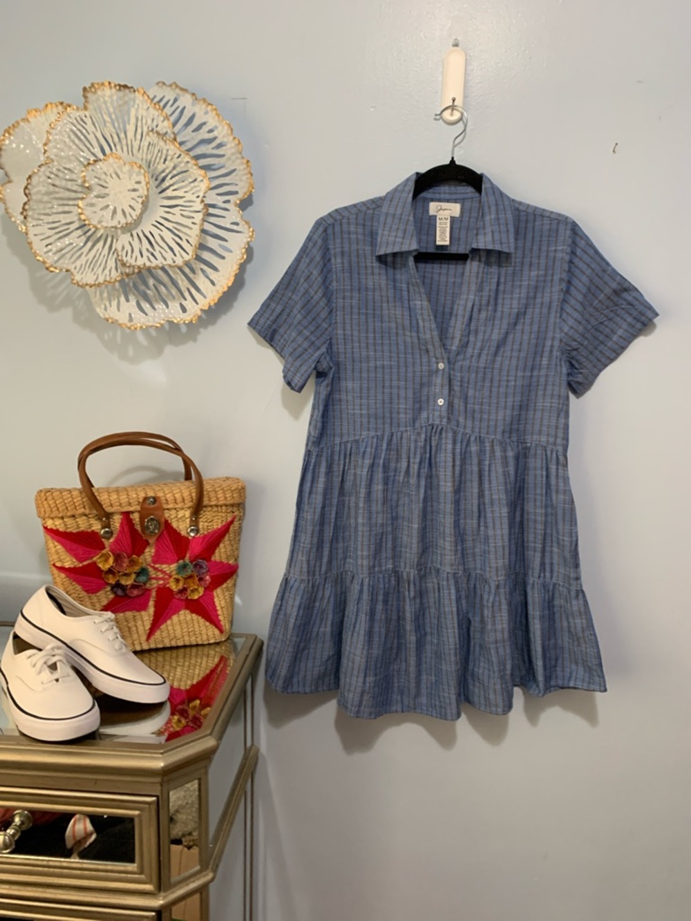Japna 100% cotton striped medium dress